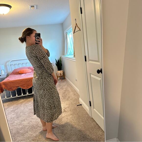 Emerson Fry India Collection Green Floral Cotton Long Sleeve Maxi Dress Medium - Picture 4 of 16